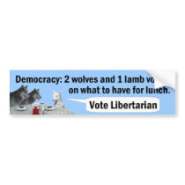 Two Wolves and a Lamb bumper stickers by ThinkFreely Two Wolves and a Lamb bumper stickers