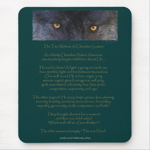Two Wolves Cherokee Wisdom Tale Native American Mouse Pad