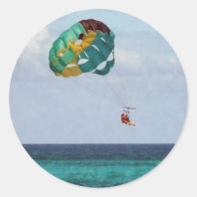 Two Women Parasailing in the Bahamas Round Sticker