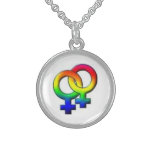two women rainbow symbol necklace
