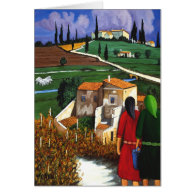 TWO WOMEN VILLAGE SHEEP zazzle_card