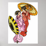 Two Women With Umbrellas Posters