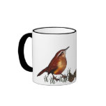 Two Wrens, Pine Cones: Oil Pastel, Freehand Art Mug