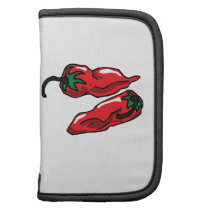 Two Wrinkled Red Peppers  Stems Graphic Folio Planners