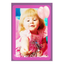 Two Year Old  Girls Birthday Photo Cards business cards