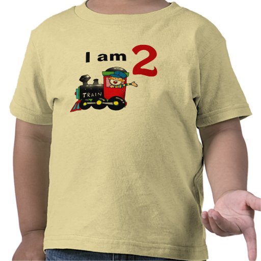 Two year old toy train birthday boy tee shirt