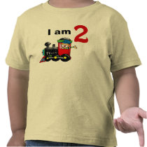 Two year old toy train birthday boy tee shirt