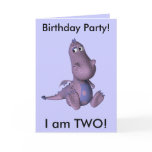 Two Years Old Birthday Invitation (purple dragon) Card