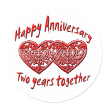 Two Years Together Round Sticker