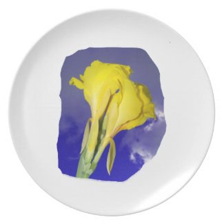 Two Yellow Flowers Blue Sky plate