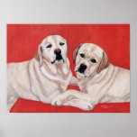 Two Yellow Labrador Retrievers Art Print