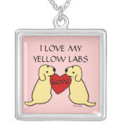 Two Yellow Labradors with Love Cartoon