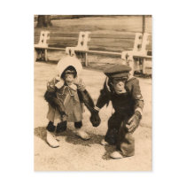 Two Young Chimps Holding Hands Postcard
