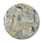 Two young girls reading a book by Suzuki, Harunobu magnets