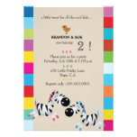 Two Zebras - Cream twin birthday party invites