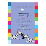 Two zebras - Purple twin birthday party invites