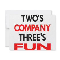 Two's Company Three's Fun invitations