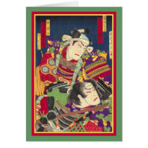 TwoSamurai - Japanese Woodblock Print - Customized cards by AntiqueImages TwoSamurai - Japanese Woodblock Print - Customized cards