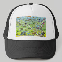 TX Hill Country Cartoon Map hats