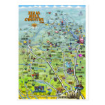 TX Hill Country Cartoon Map Postcard