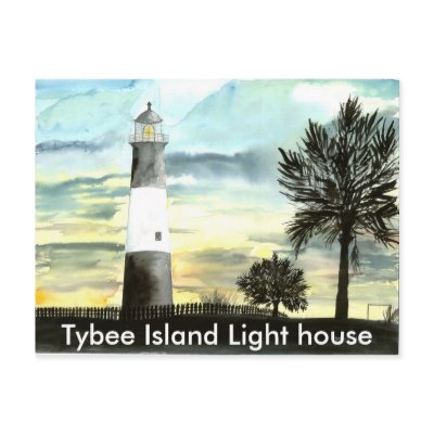 TYBEE Island Lighthouse art collectible gifts, ... Post Card by dereklovessheila