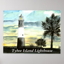 TYBEE Island Lighthouse art collectible gifts, ... Poster
