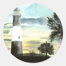 TYBEE Island Lighthouse art collectible gifts Round Stickers