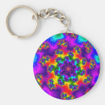 Tye-Dye Floral Sprinkles Basic Button Keychain