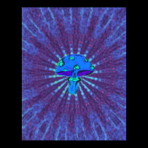 Tyed Dyed  Blue Mushroom posters