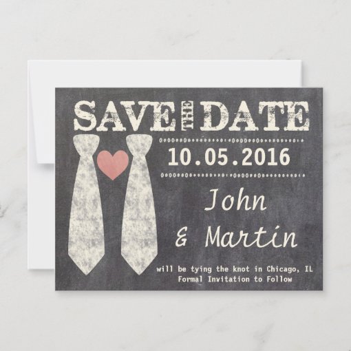 Tying The Knot Chalkboard Gay Save The Date Magnetic Invitation Zazzle