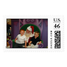 Tyler and Dylan with Santa Postage Stamp