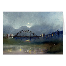 Tyne Bridge In The Mist Card