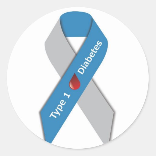 Type 1 Diabetes Awareness Ribbon Round Sticker Zazzle