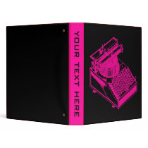 Type Writing Machine Magenta 3 Ring Binders
