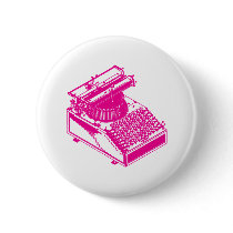 Type Writing Machine - Magenta Writer typewriter Pinback Button