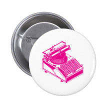 Type Writing Machine - Magenta Writer typewriter Pinback Button