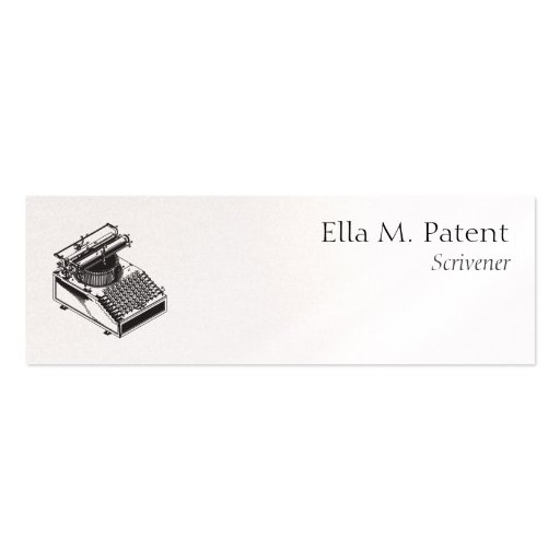 Type Writing Machine Patent Illustration Business Card Template (front side)