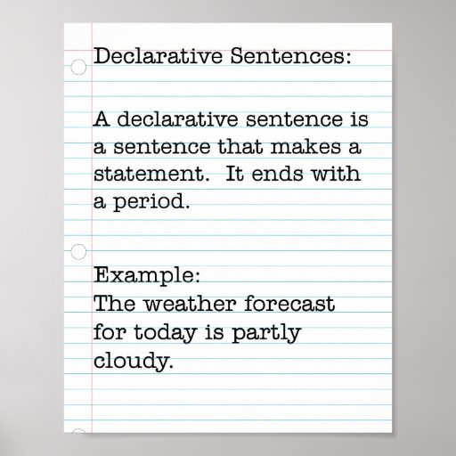 Types of Sentences Declarative Sentences Poster Zazzle