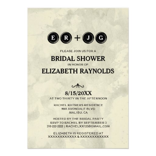 Typewriter Keys Bridal Shower Invitations