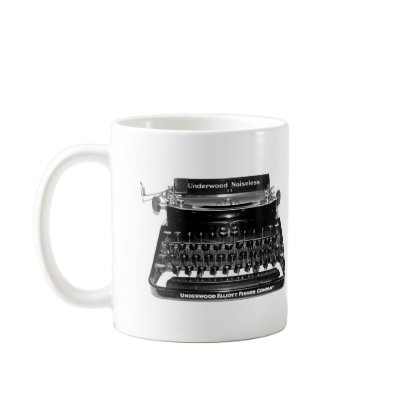 Typewriter Write here, Write now. Writer cup coffee mugs