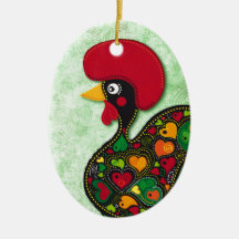 Typical Rooster of Barcelos Christmas Tree Ornaments