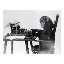 Typing Monkey Postcard