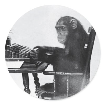Typing Monkey Round Stickers by ShovelTest