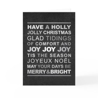 Typographic Black &amp; Silver Christmas Greeting Card