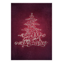 Typographic Christmas Tree Card in Red invitations