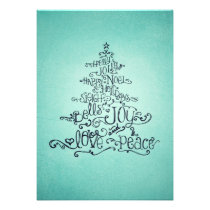 Typographic Christmas Tree Card in Red invitations