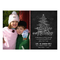 Typographic Christmas Tree Chalkboard Photo Card invitations
