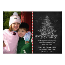 Typographic Christmas Tree Chalkboard Photo Card