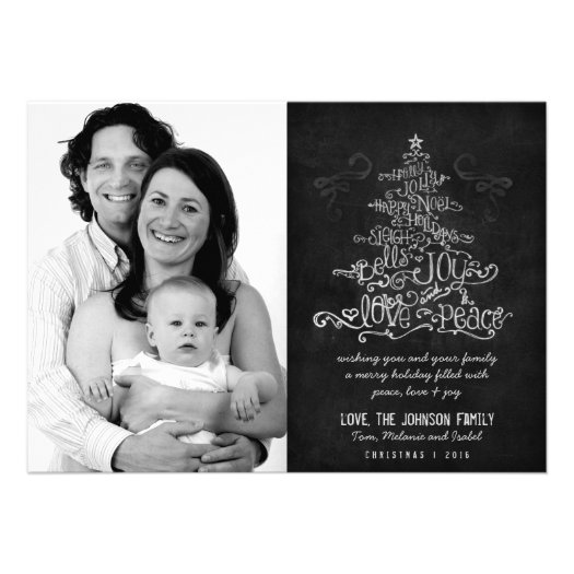 Typographic Christmas Tree Chalkboard Photo Card