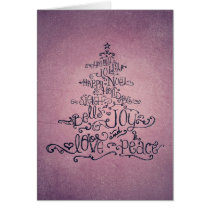 Typographic Christmas Tree Lilac Purple Card cards